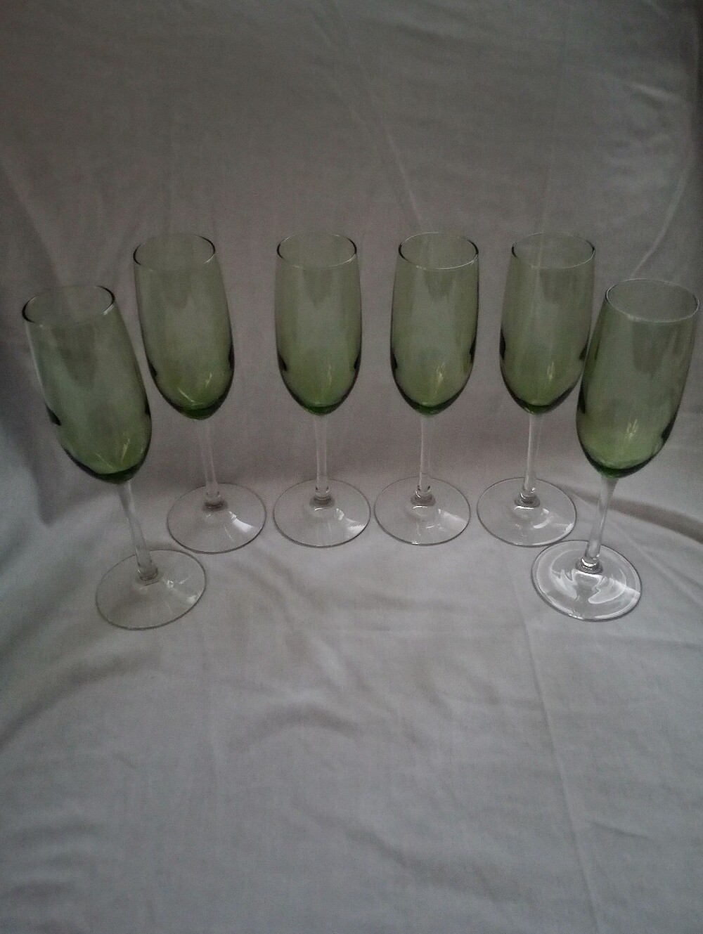 Libbey Vina Olive Green 8 Ounce Glass Champagne Flutes - Set of 6
